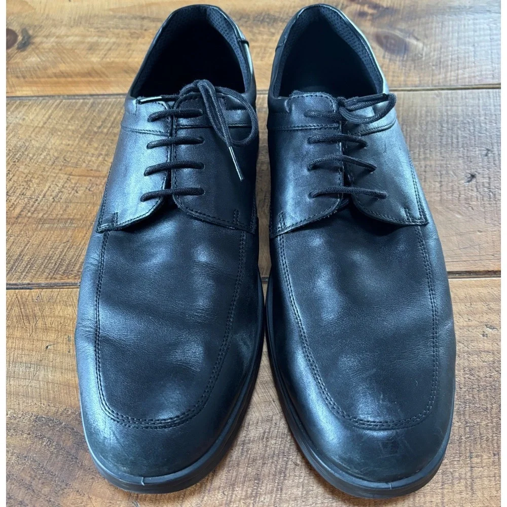 Ecco S Lite Hybrid Derby Shoes Mens Black Leather Comfort Dual Fit Insole 13‎